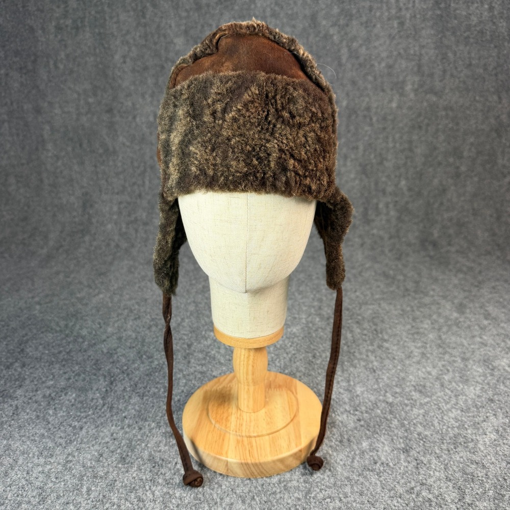 Chas Mackenzie Sheepskin Trapper Hat Aviator Suede Shearling Made in England